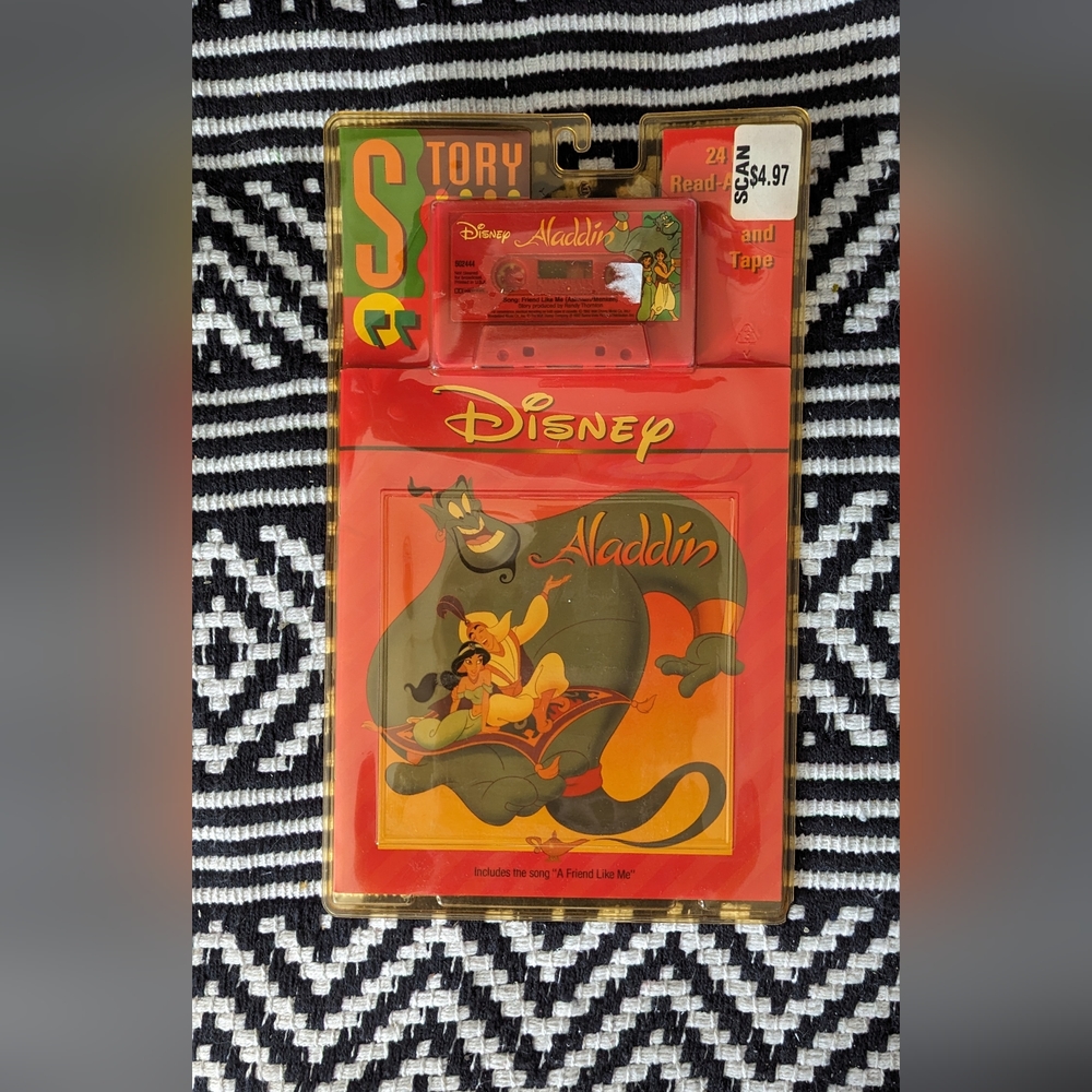 New Vintage Disney 24 Page Read Along Book & Tape Aladdin RARE 1992